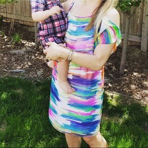 Phoebe Couture sheer cold shoulder dress